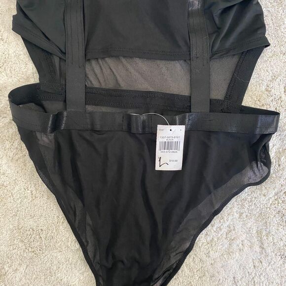 Julia NWT Black Sheer Mesh Lingerie Bodysuit L Large - Picture 5 of 6
